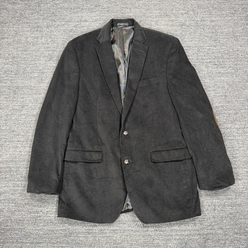 Lauren Ralph Lauren Blazer Men 42L Black Corduroy Elbow Patch Professor Academia
